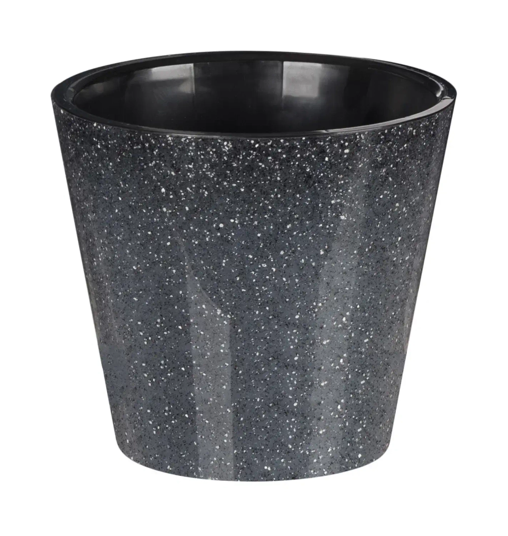 Горшок для цветов пластиковый 4л d-20см «Grenada» с дренажной вставкой гранит светло-серый