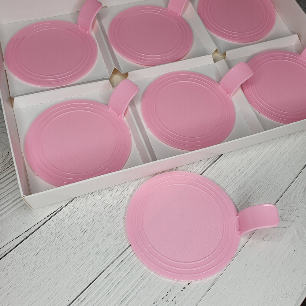 Подложка пластиковая круглая с держателем (цвет Розовый)