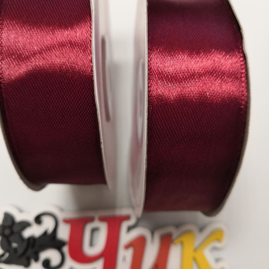 Лента атласная 2,5 см (Бордовая) - 27 метров