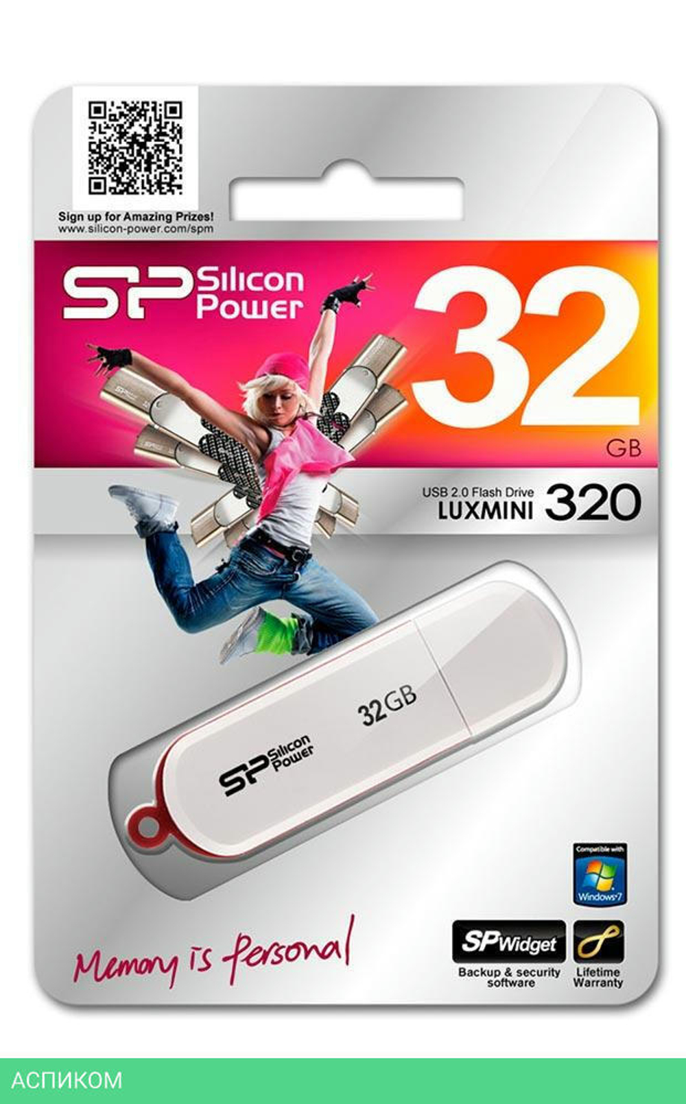 USB Flash-накопитель Silicon-Power LuxMini 320 32GB белый (SP032GBUF2320V1W)