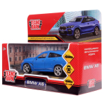 Модель ин. мет. "BMW X6" 12см, двери, багаж, синий, коробка X6-12-BU (Технопарк)
