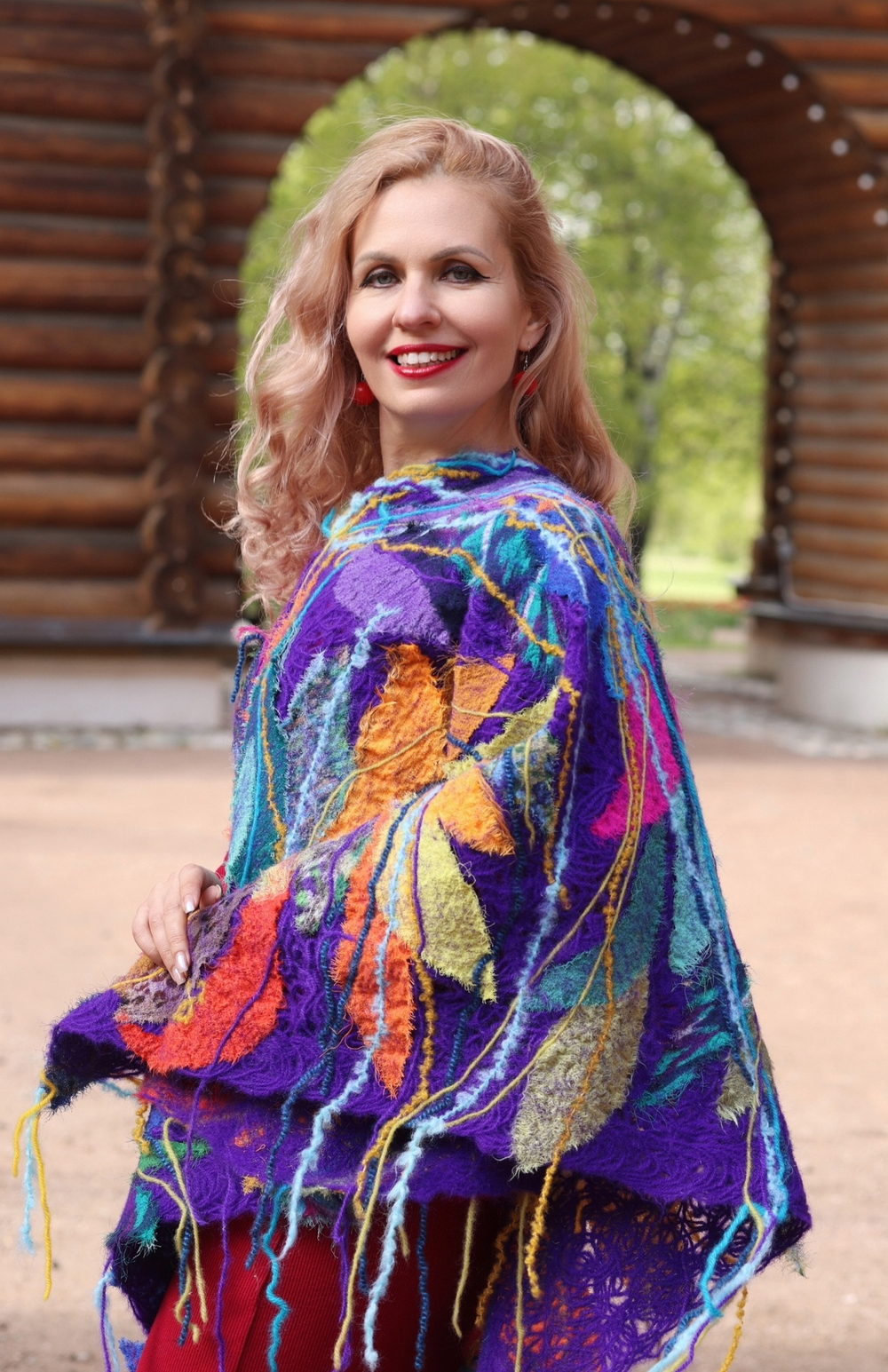 Шаль "Перо Жар-Птицы лиловый"