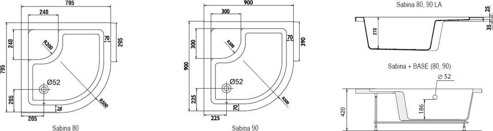 Душевой поддон Ravak Sabina-80 LA белый A214001020