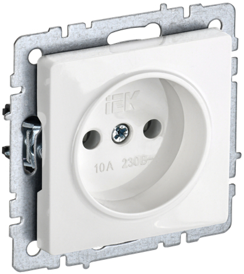 BRITE Розетка 1-местная без заземления без защитных шторок 10А РС10-1-0-БрБ белый IEK