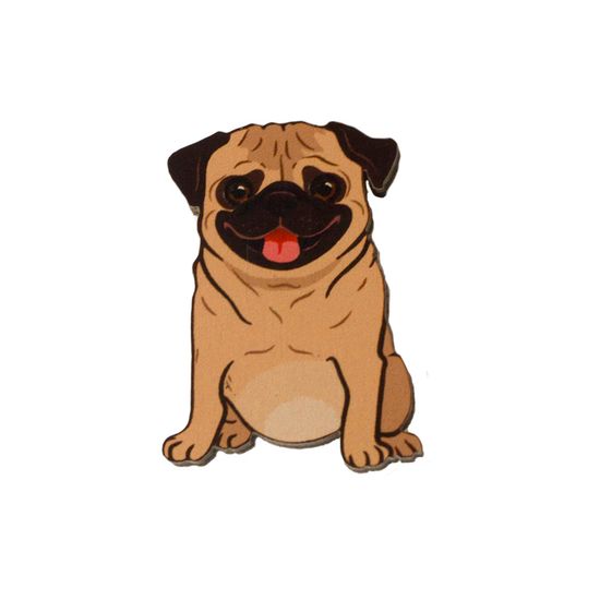 Деревянный значок. Мопс