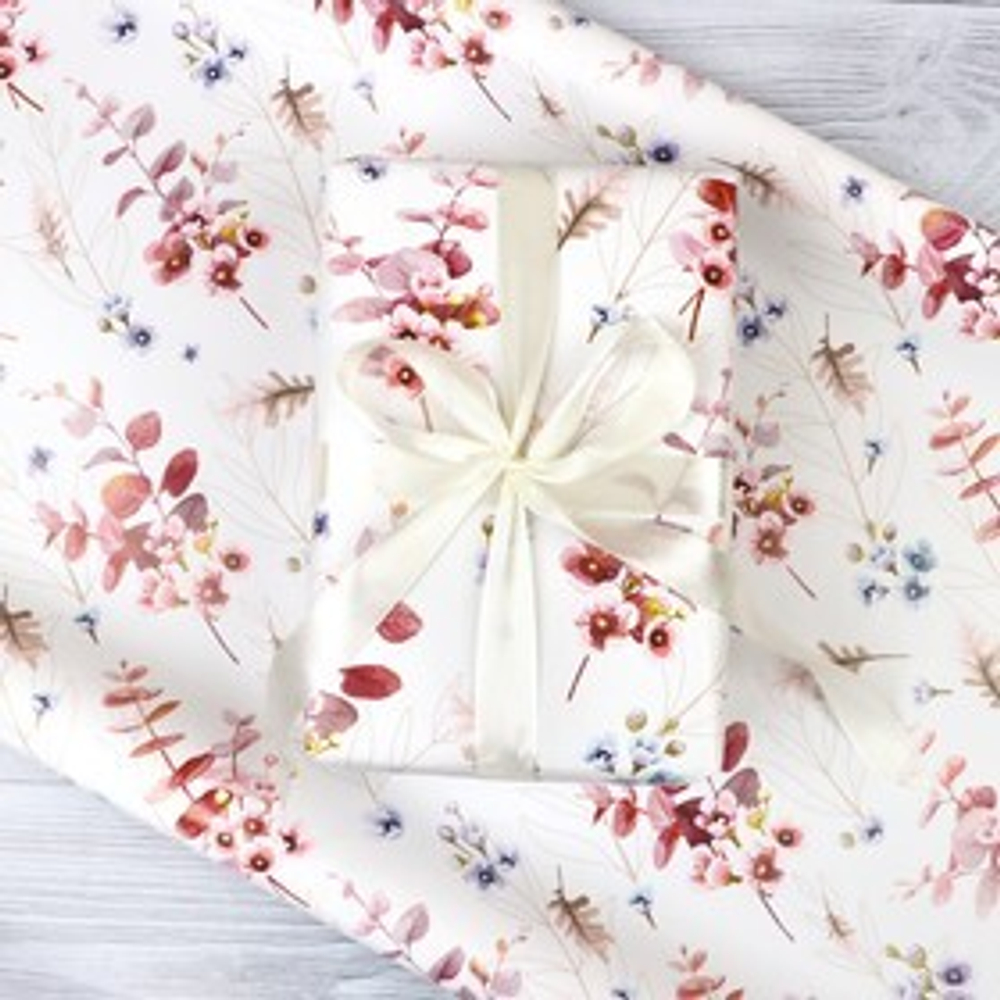 Бумага упаковочная глянцевая "Акварельные цветы" 70 × 100 см. 1 лист.