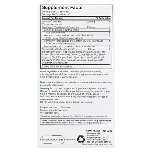 Futurebiotics, VeinFactors®, комплекс для лечения варикозного вен, 90 вегетарианских капсул