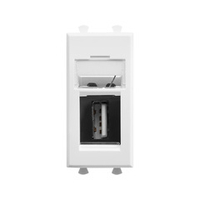 USB 2.0 розетка модульная, тип А-А, "Avanti", "Белое облако", 1 модуль