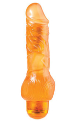 Оранжевый вибратор-реалистик JELLY JOY 7INCH 10 RHYTHMS ORANGE - 17,5 см.