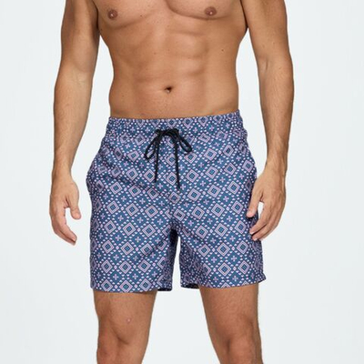 Синие мужские шорты с геометрическим принтом (Размер: 4X) (Цвет: голубой)