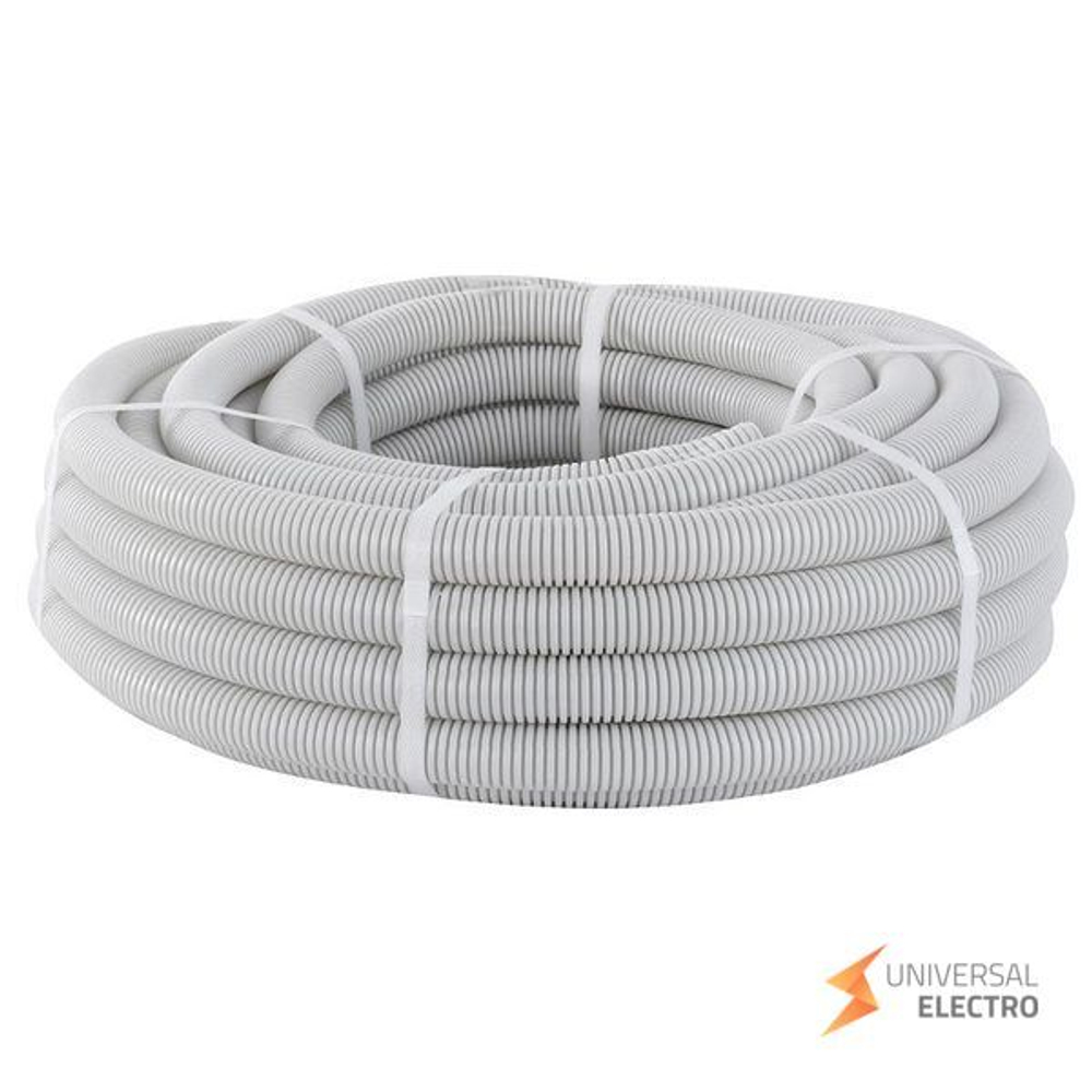 Труба гофр, ПВХ с протяжкой d16 мм (10 м) серая EKF-Plast