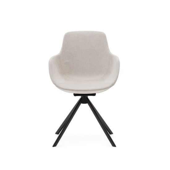 Поворотное рабочее кресло Tissiana из бежевой синели и матового черного алюминия