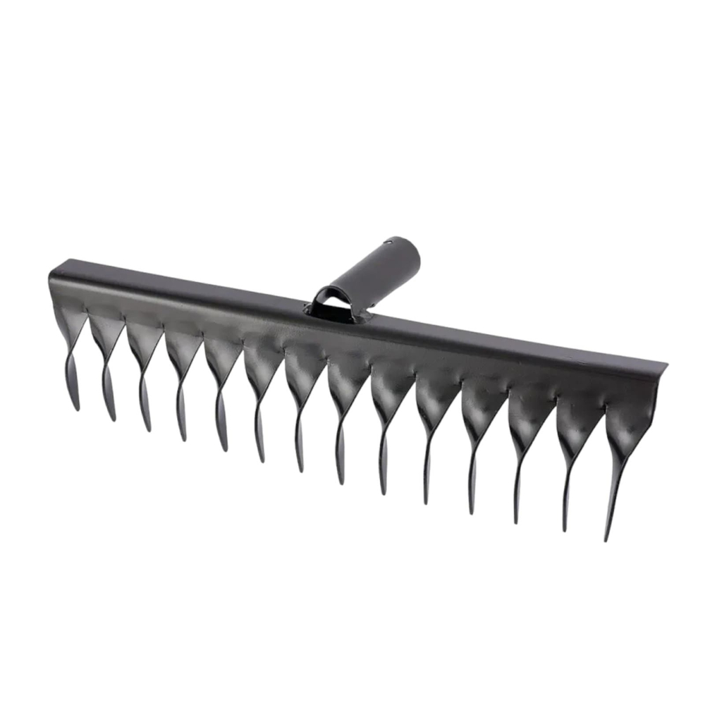 GRINDA  GS-12 WOOD, 12 витых зубцов, размеры 385х95х1300 мм, углеродистая сталь, антикор. покрыт., черенок дерев. высш. сорт, садовые грабли(39581-12)