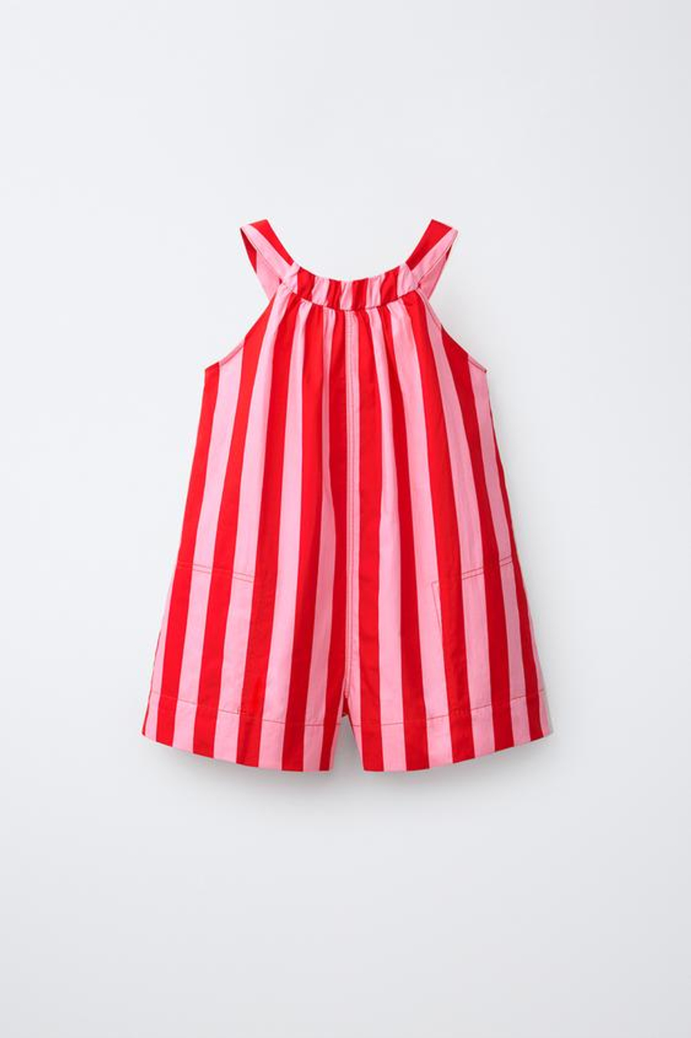 ZARA КОРОТКИЙ КОМБИНЕЗОН В ПОЛОСКУ, КРАСНЫЙ