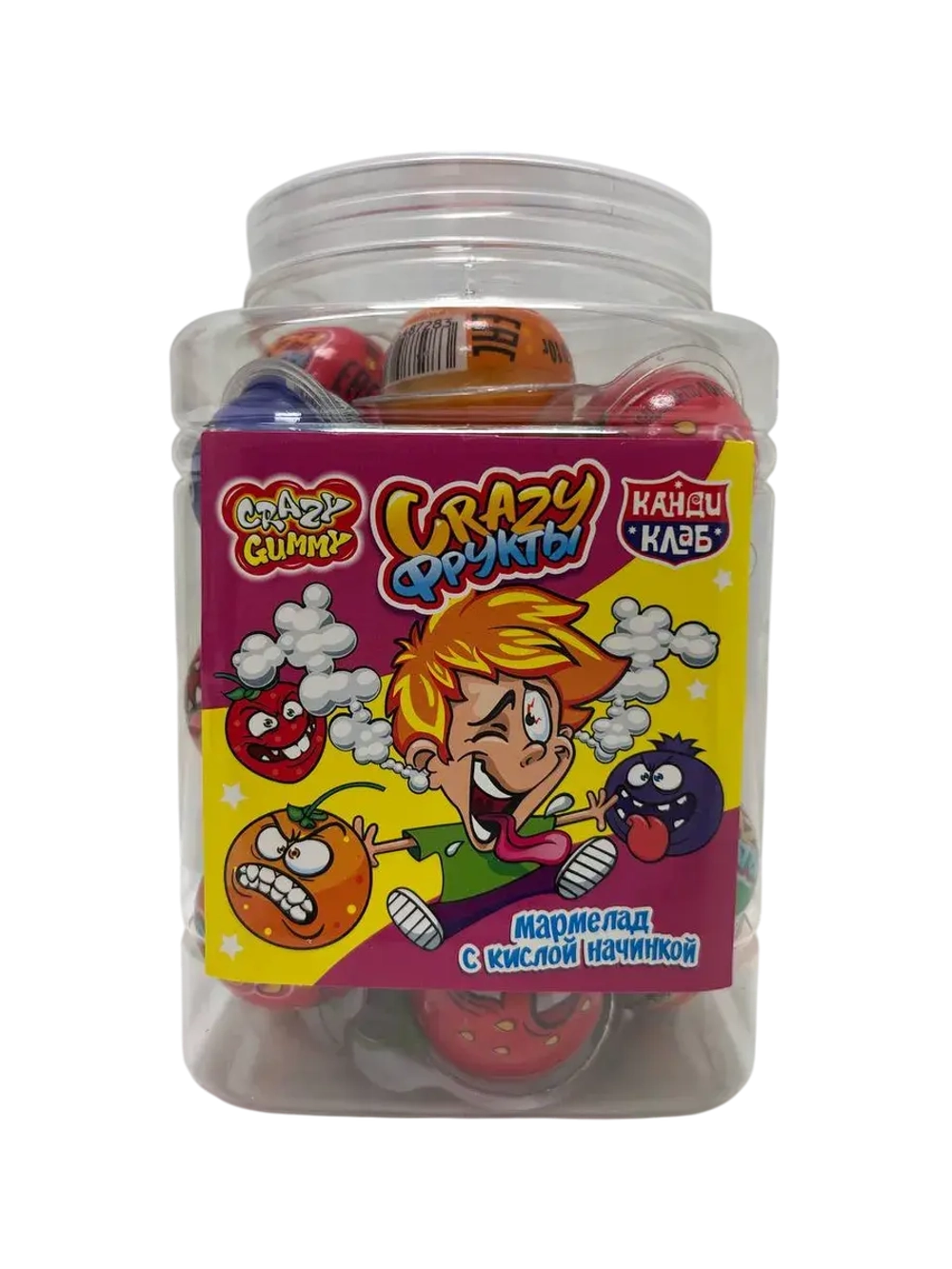 Мармелад Crazy фрукты с кислой начинкой/Канди клаб