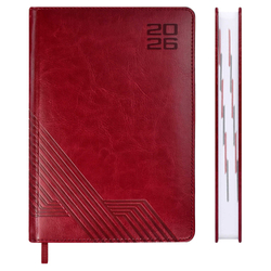 Ежедневник датированный 2026 ESCALADA, А5, 176 л., арт. 70220/ 15 САРИФ БОРДОВЫЙ (кожзам: 146x211 мм, твёрдый переплёт с поролоном, материал обложки: искусственная кожа "Сариф"; декор: блинтовое тиснение; способ крепления блока: ниткошвейный; вн. бло