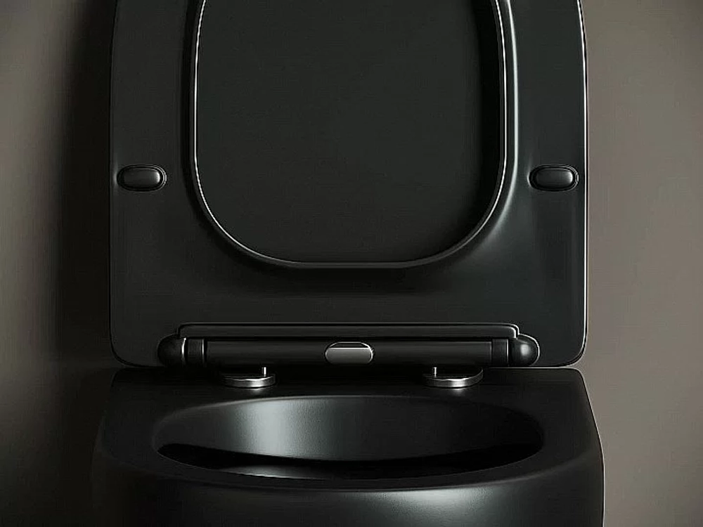 Унитаз подвесной Ceramica Nova Metropol CN4002MB_1001M_1000 черный матовый, безободковый, с крышкой микролифт, с инсталляцией и кнопкой хром матовой
