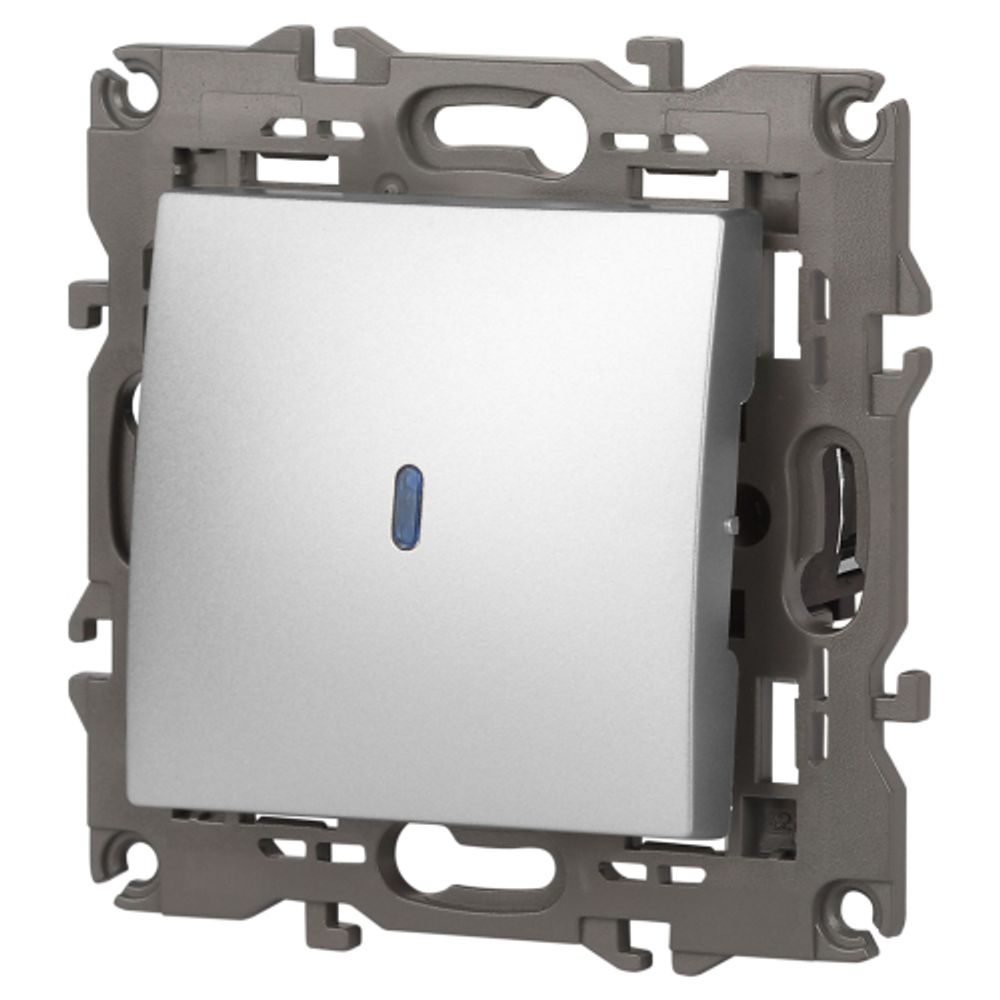 14-1102-03 ЭРА Выключатель с подсветкой, 10АХ-250В, IP20, Эра Elegance, алюминий