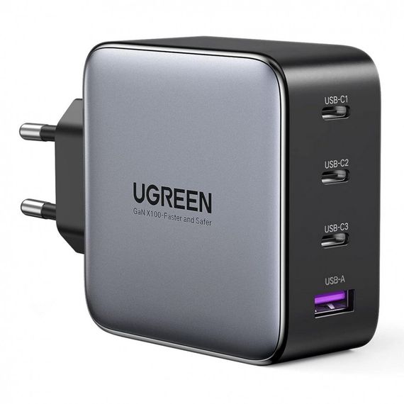 Сетевое зарядное устройство Ugreen CD226 USB-A + 3 x USB-C 100W GaN (90575) серый космос