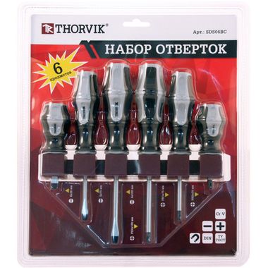 Набор отверток стержневых на держателе, 6 предметов Thorvik SDS06BC