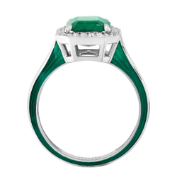 Кольцо с изумрудом и бриллиантами, Эмаль, R0143-11/3