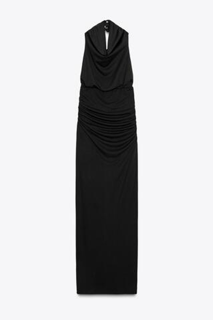 ZARA ДЛИННОЕ ПЛАТЬЕ С ГОРЛОВИНОЙ ХАЛТЕР И ОТКРЫТОЙ СПИНОЙ, ЧЕРНЫЙ