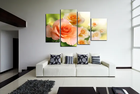 Модульная картина"Персиковые розы"