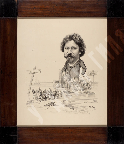 Лебедев А. И. Карикатура на И. Е. Репина (1893). Литография.