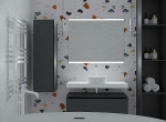 Тумба с раковиной и столешницей Armadi Art Flat 160 антрацит глянец