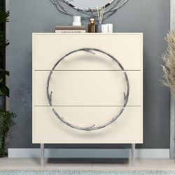 Комод Арт Колор matte Стайл Сильвер с 3 ящиками Кремовый белый матовый