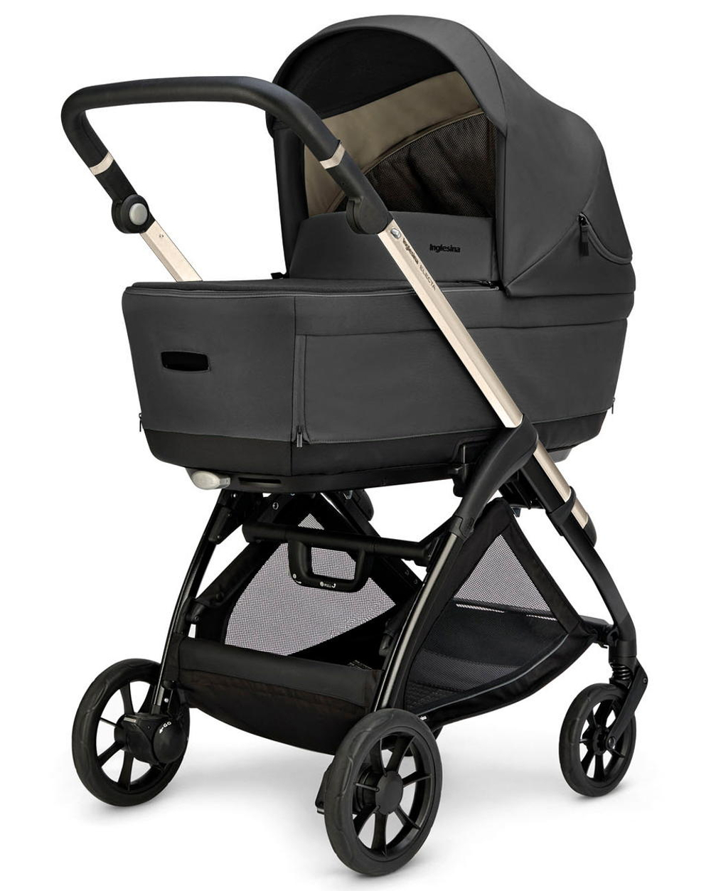 Коляска 3 в 1 Inglesina Electa System Quattro DRW 2025 с подставкой под люльку Upper Black