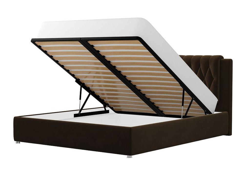 Кровать интерьерная Камилла 180, Коричневый, Велюр, 120633