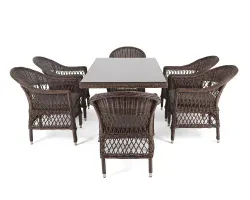 "Амароне" обеденная группа из искусственного ротанга на 6 персон, цвет коричневый