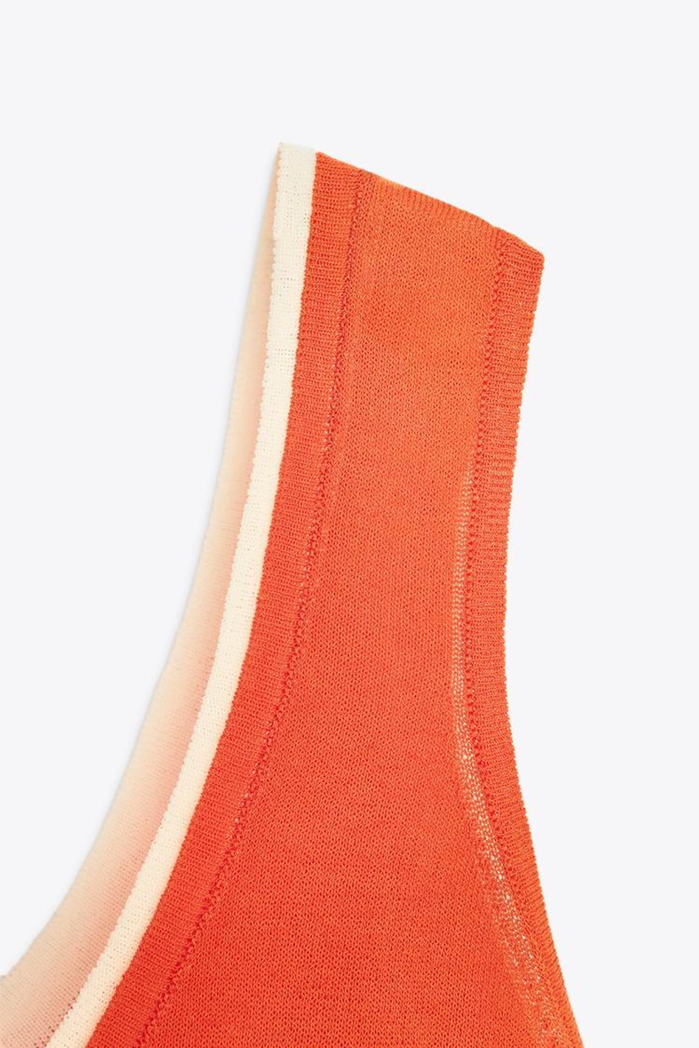 ZARA ДВУХСЛОЙНЫЙ ТРИКОТАЖНЫЙ ТОП, ОРАНЖЕВЫЙ