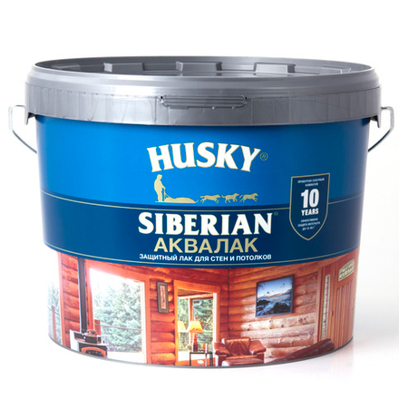Лак акриловый HUSKY SIBERIAN Аквалак полуматовый 9л