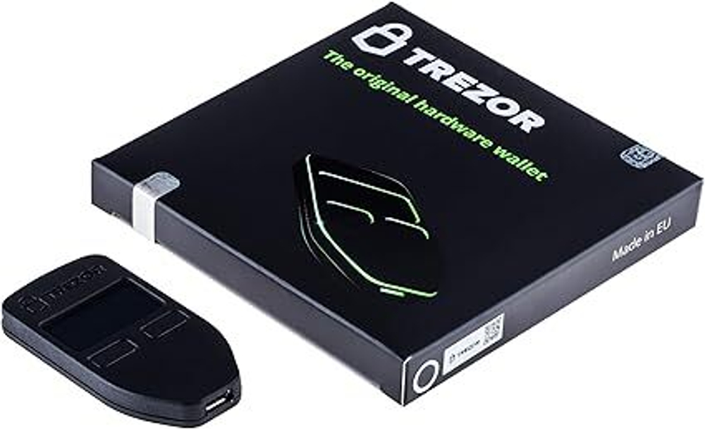 Trezor Model One — Оригинальный аппаратный криптокошелек. Безопасное хранение Bitcoin и управление тысячами монет и токенов. Простой интерфейс, быстрая настройка (черный)
