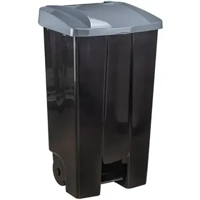 Бак 110л с педалью на колесах Серый