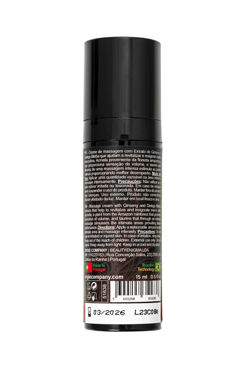 Мужской крем для эрекции ORGIE Touro XXXL 15мл, для мгновенного эффекта уплотнения пениса