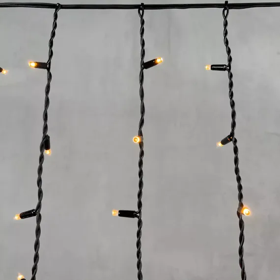 Светодиодная бахрома с колпачком 3,2*0,9 м., 168 экстра теплых белых LED ламп, каучуковый черный провод, LTC (LL168-1-2EWW)