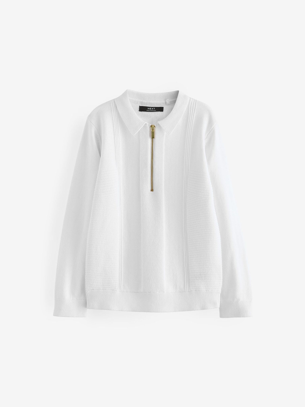 Поло с длинным рукавом и молнией для мальчика Next 433-288, Белый