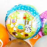 Шар (18"/46 см) Круг, Лесные зверята, Голубой