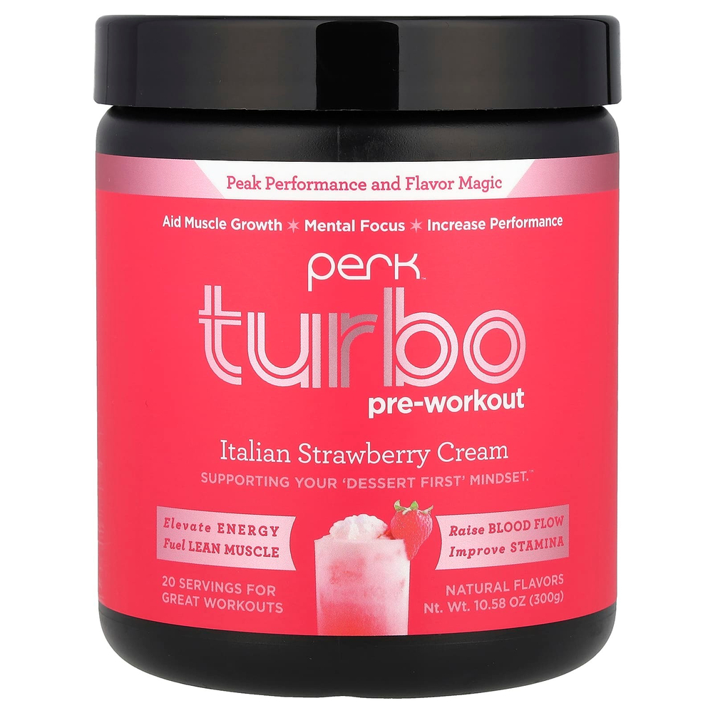 Perk Energy, Turbo Pre-Workout, итальянский клубничный крем, 300 г (10,58 унции)