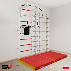 Шведская стенка Sv Sport 57240 (Турник стандарт/Брусья/Лестница/Мат 2м/Канатный лаз)