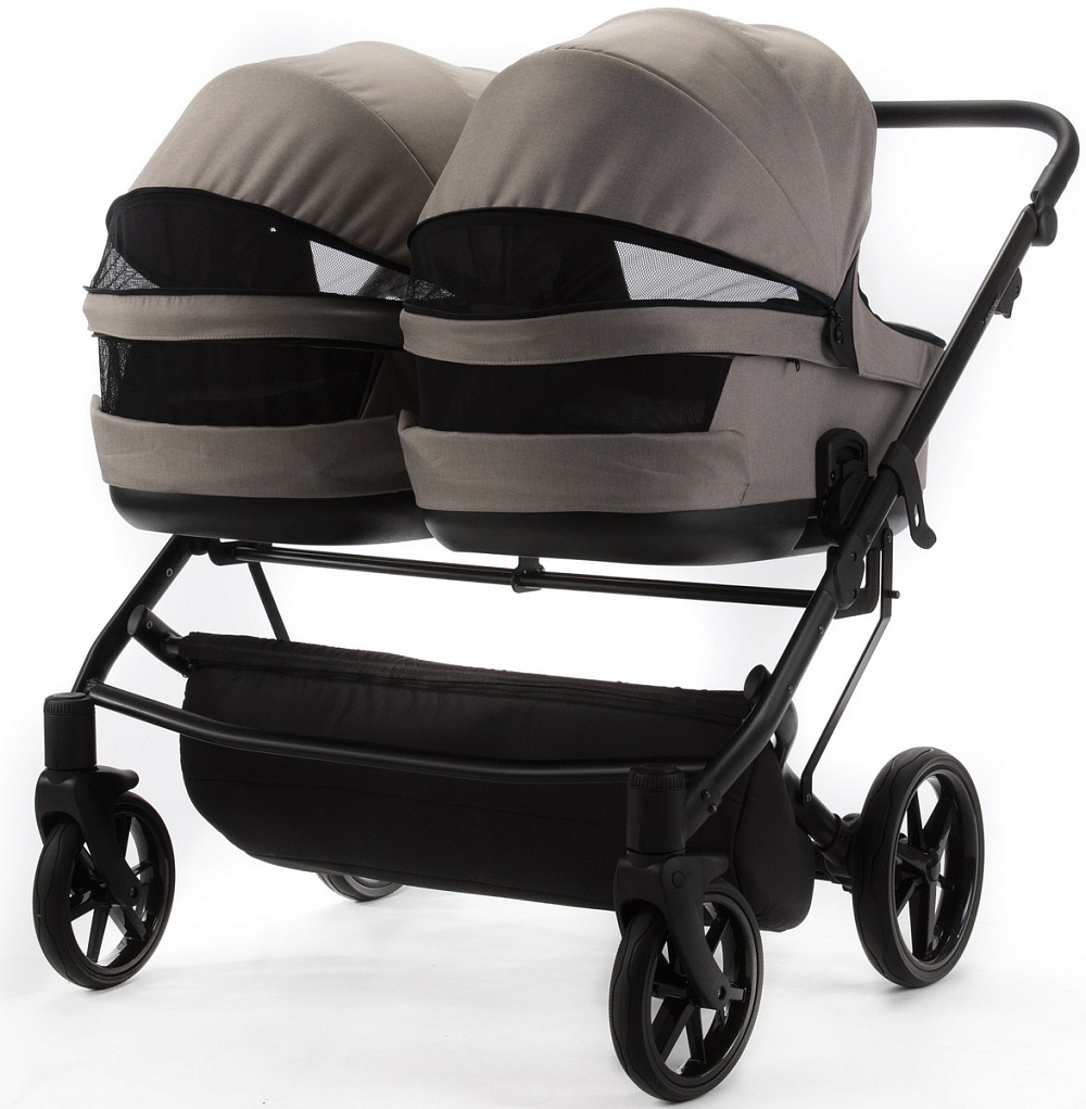 Детская коляска для двойни Adamex Leo Duo 3 в 1 TK72 (БЕЖЕВЫЙ)