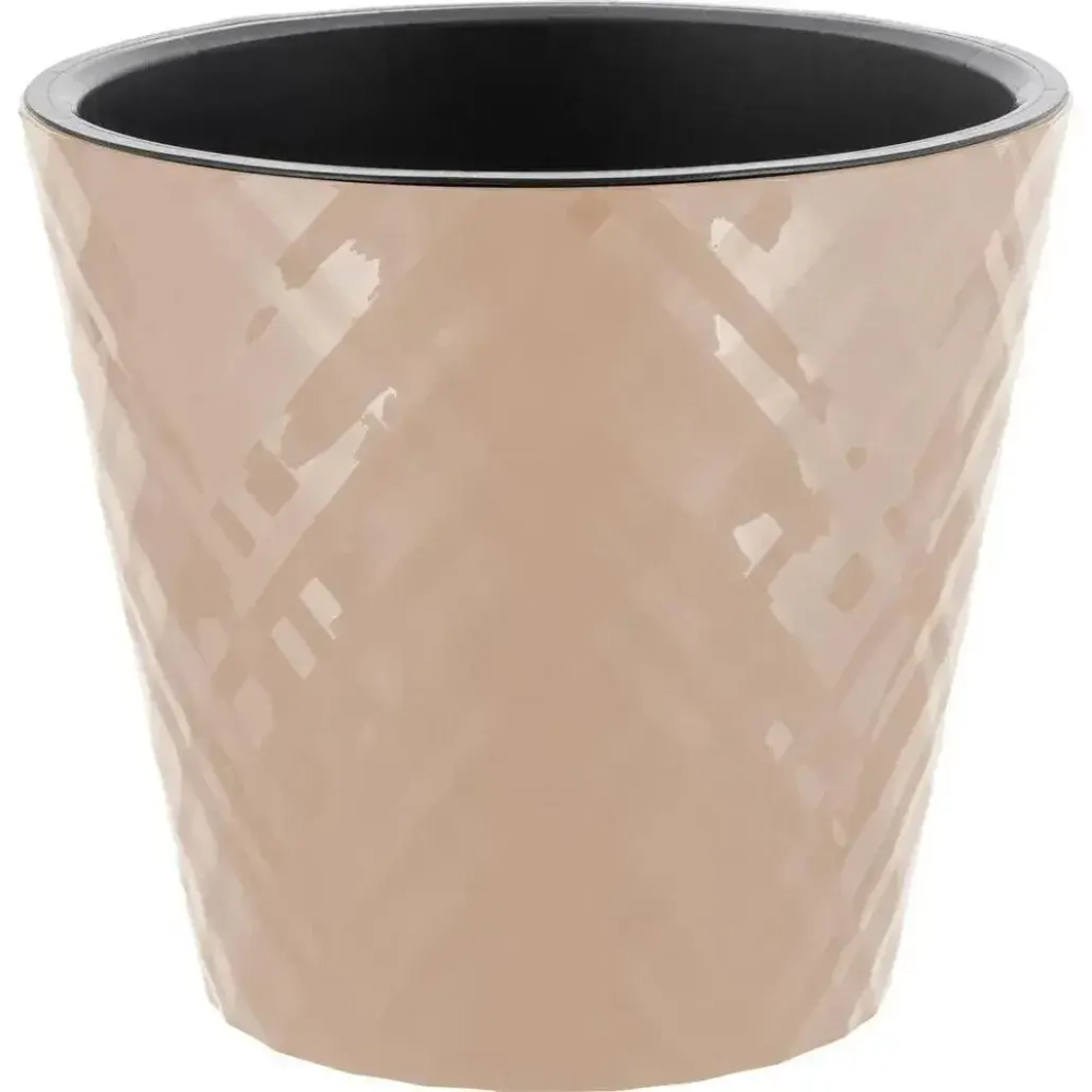 Горшок для цветов InGreen Manhattan D280мм, 11л c дренажной вставкой, молочный шоколад