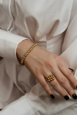 Браслет с шарами и алмазными гранями в золочении