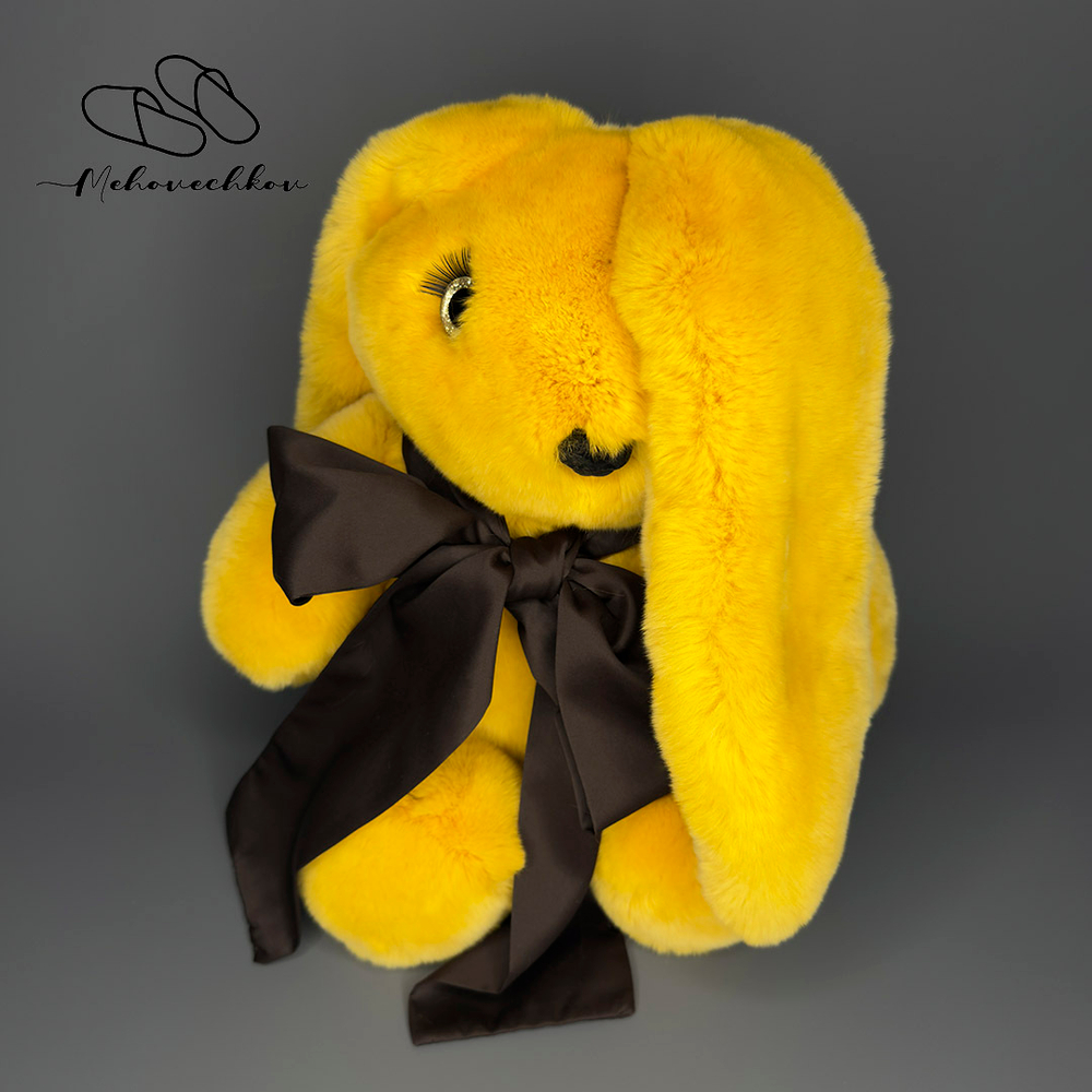 Игрушка кролик - из меха кролика | Горчичный
