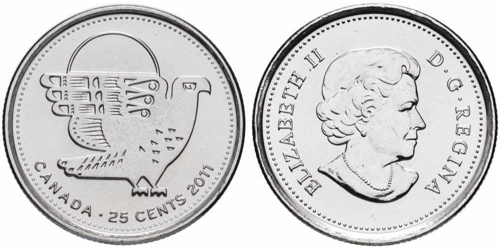 Канада 25 центов, 2011 Природа Канады - Сапсан