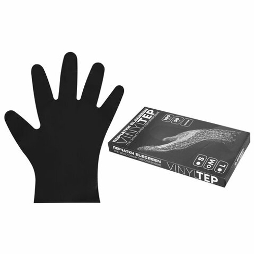 Перчатки одноразовые эластомер TPE, КОМПЛЕКТ 50 пар (100 штук), L (большие), черные, ELEGREEN