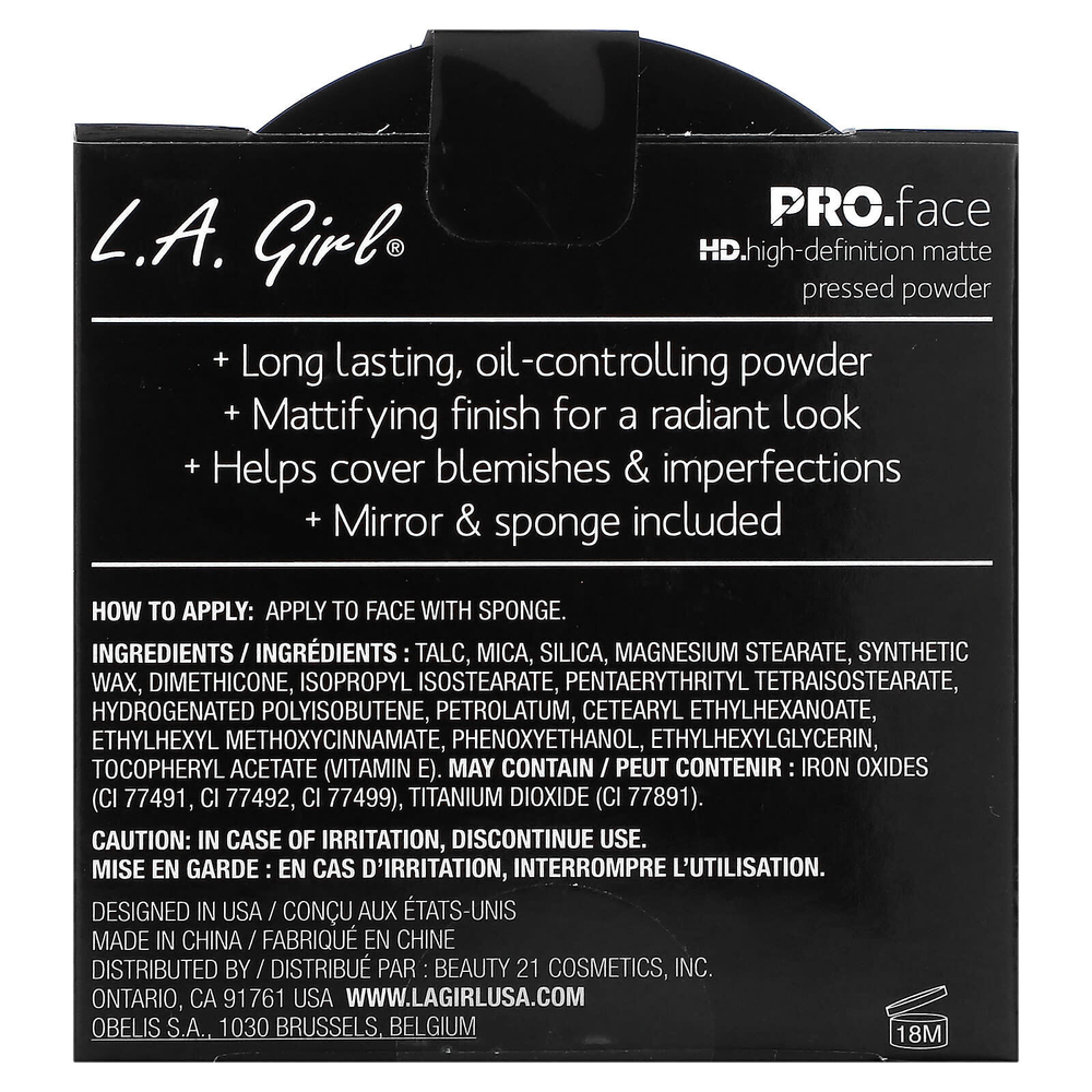 L.A. Girl, PRO. Матовая прессованная пудра для лица, GPP604, кремовый натуральный, 7 г (0,25 унции)